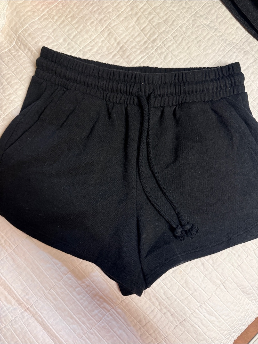 Black Women's Lounge Shorts with Elastic Waist